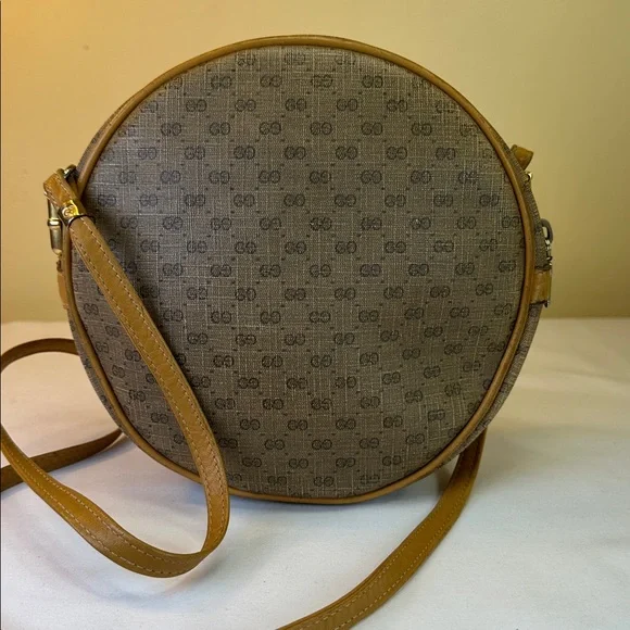 Gucci Monogram RARE Vintage 1980’s Micro GG Round Ophidia Canteen Made in Italy - Picture 4 of 14
